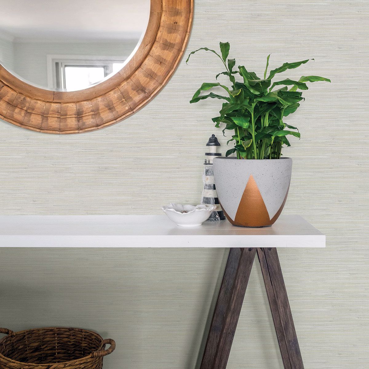 3120-256018 Waverly Light Grey Faux Grasscloth Wallpaper