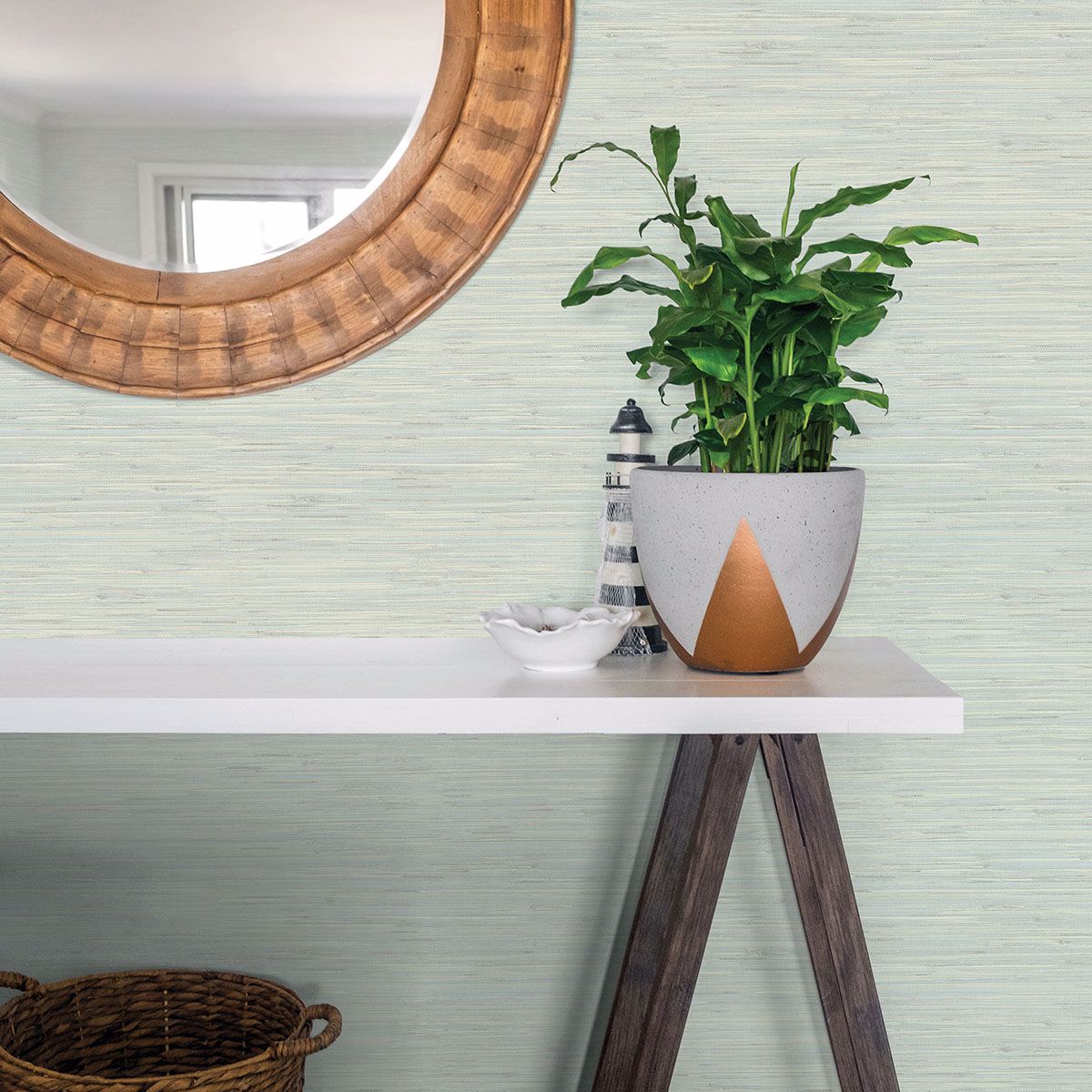 3120-256019 Waverly Teal Faux Grasscloth Wallpaper