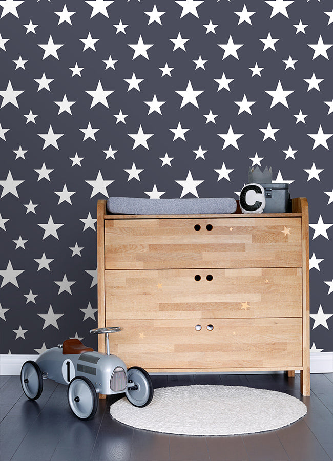 4060-138933 Amira Navy Stars Wallpaper