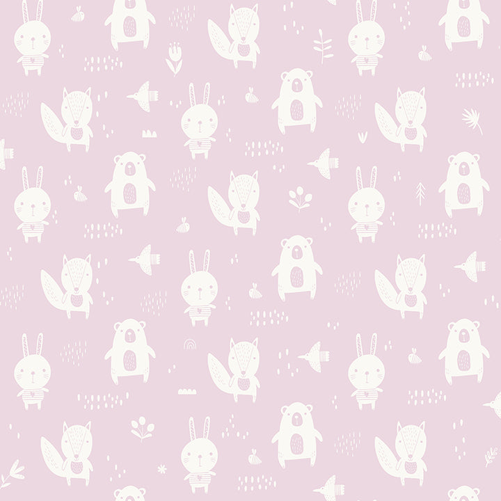 4060-91303 Bitsy Pink Woodland Wallpaper