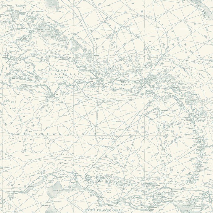 4071-71058 Charts Aqua Nautical Chart Wallpaper