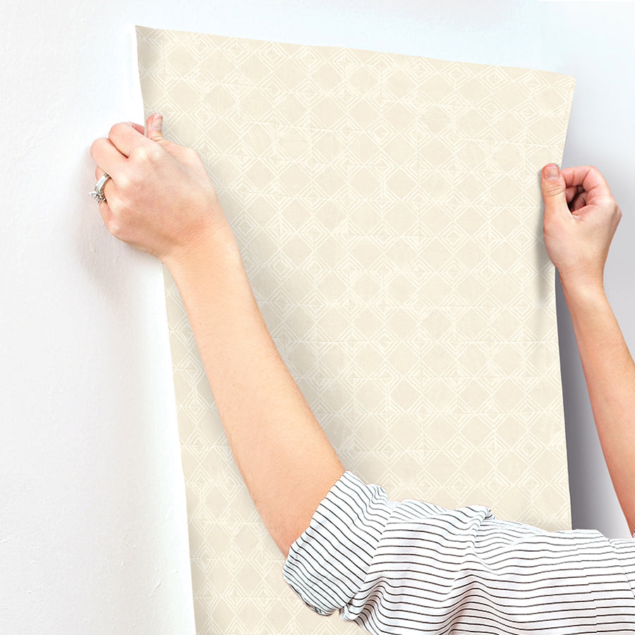 3125-72307 Button Block Taupe Geometric Wallpaper