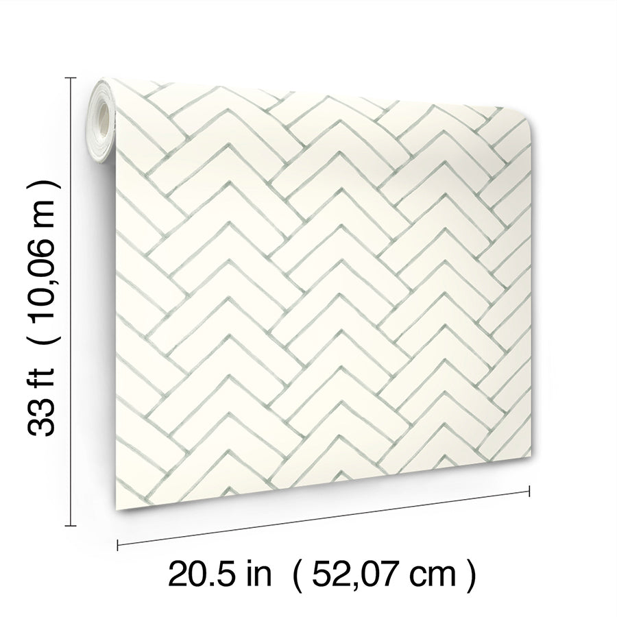 3125-72362 Oswin Teal Tiered Herringbone Wallpaper