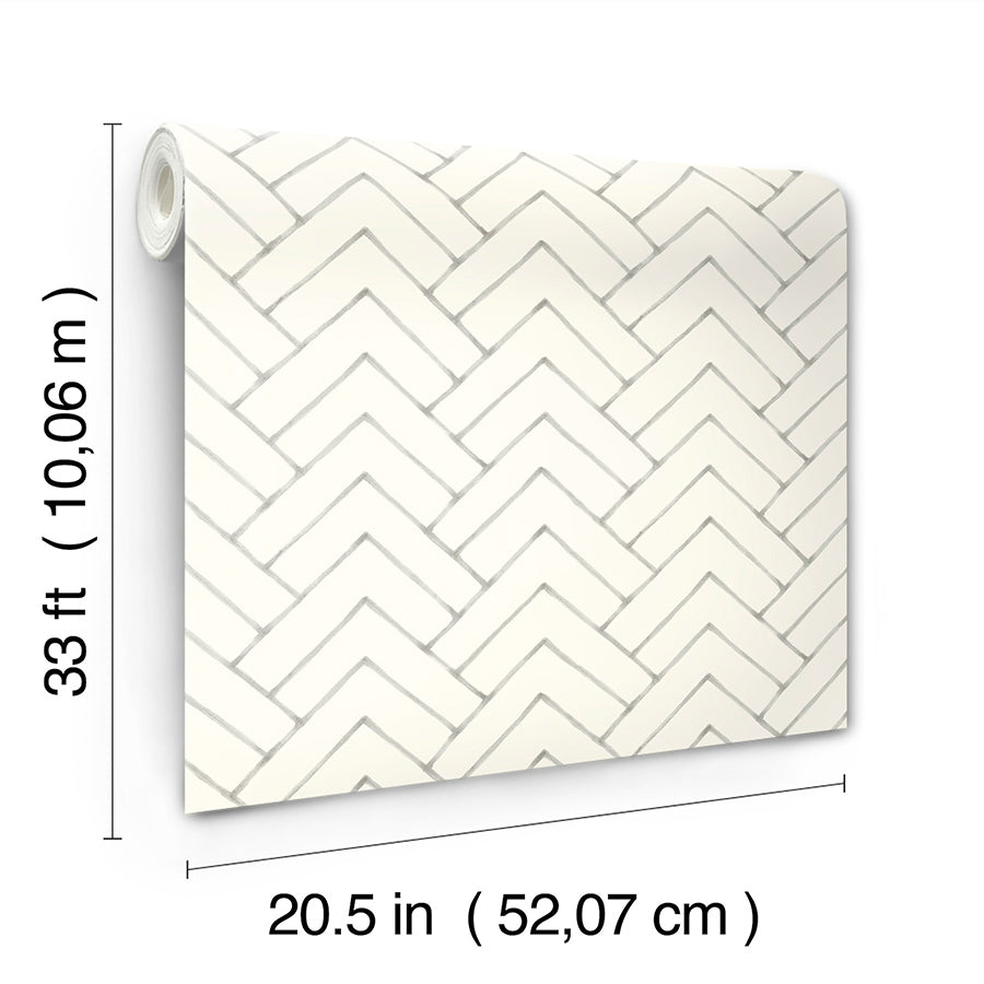 3125-72364 Oswin Grey Tiered Herringbone Wallpaper