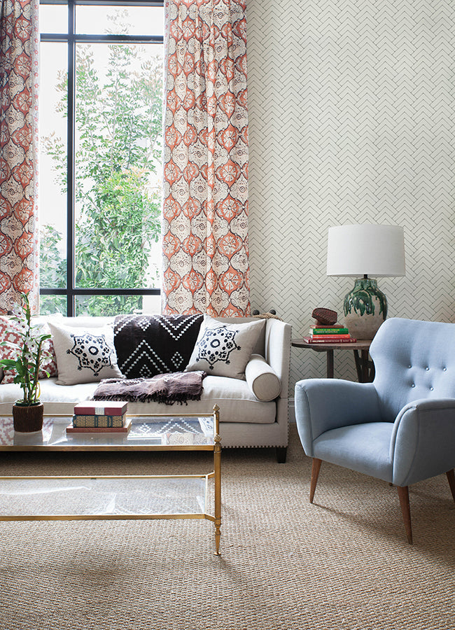 3125-72364 Oswin Grey Tiered Herringbone Wallpaper