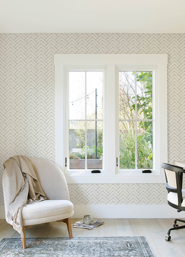3125-72364 Oswin Grey Tiered Herringbone Wallpaper
