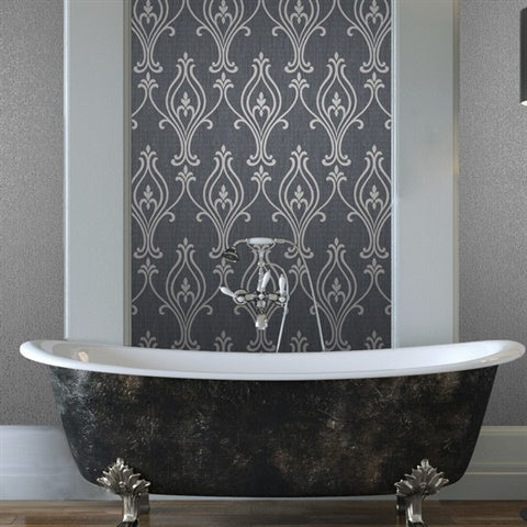 2603-20923 Luca Charcoal Damask Wallpaper