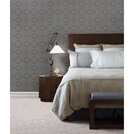 2625-21806 Matrix Black Geometric Wallpaper