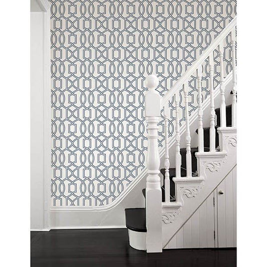 2625-21815 Quantum Blue Trellis Wallpaper