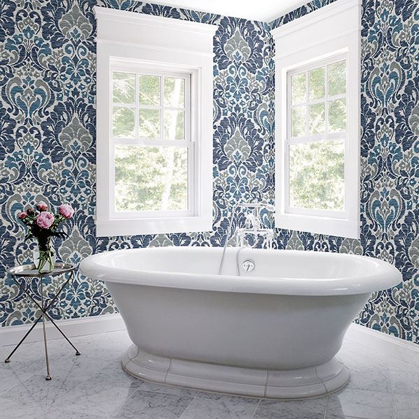 2793-24731 Garden of Eden Blue Damask Wallpaper