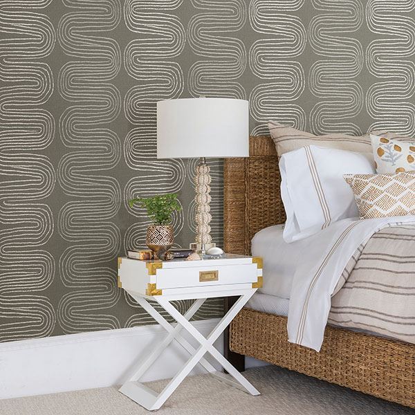 2793-24740 Zephyr Brown Abstract Stripe Wallpaper