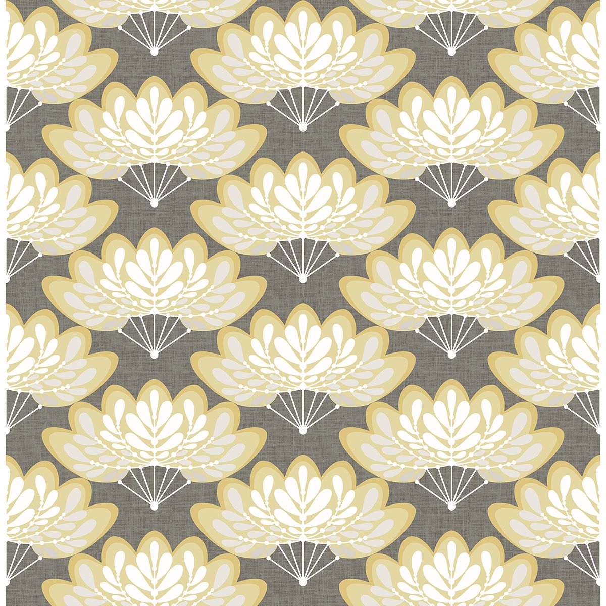 2861-25754 Lotus Mustard Floral Fans Wallpaper