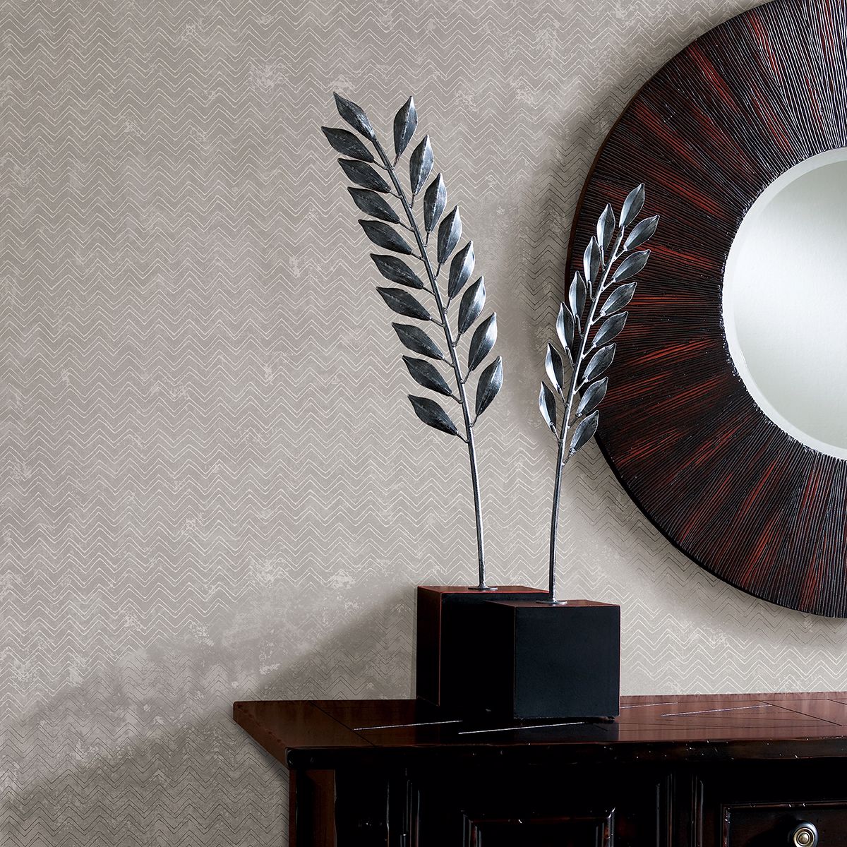 2927-00607 Luna Silver Distressed Chevron Wallpaper