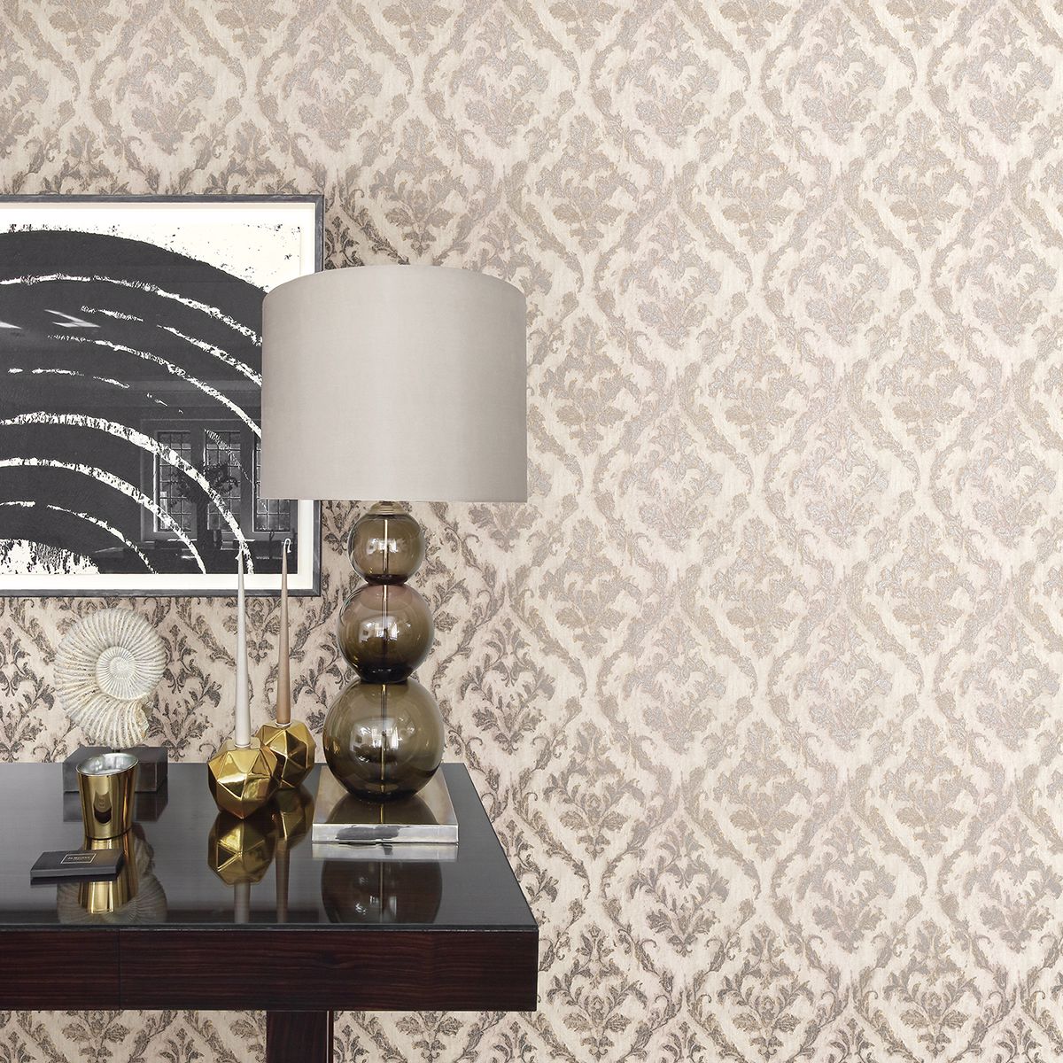 2927-20106 Lyra Light Grey Damask Wallpaper