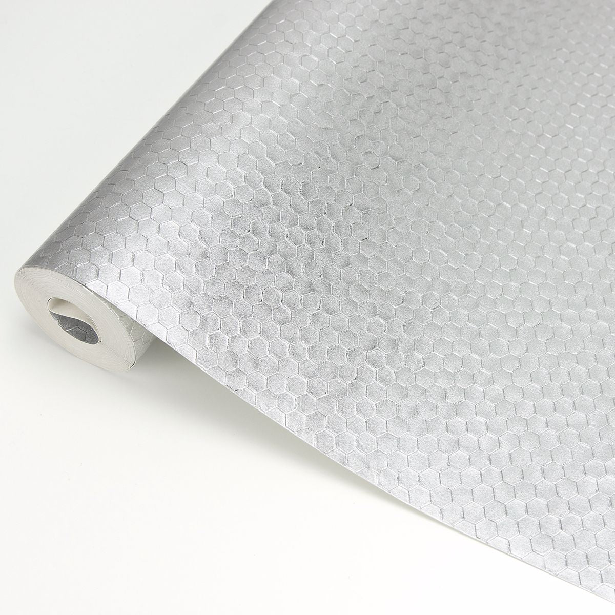 2927-42485 Carbon Silver Honeycomb Geometric Wallpaper