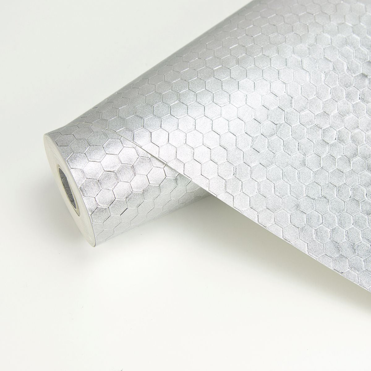 2927-42485 Carbon Silver Honeycomb Geometric Wallpaper
