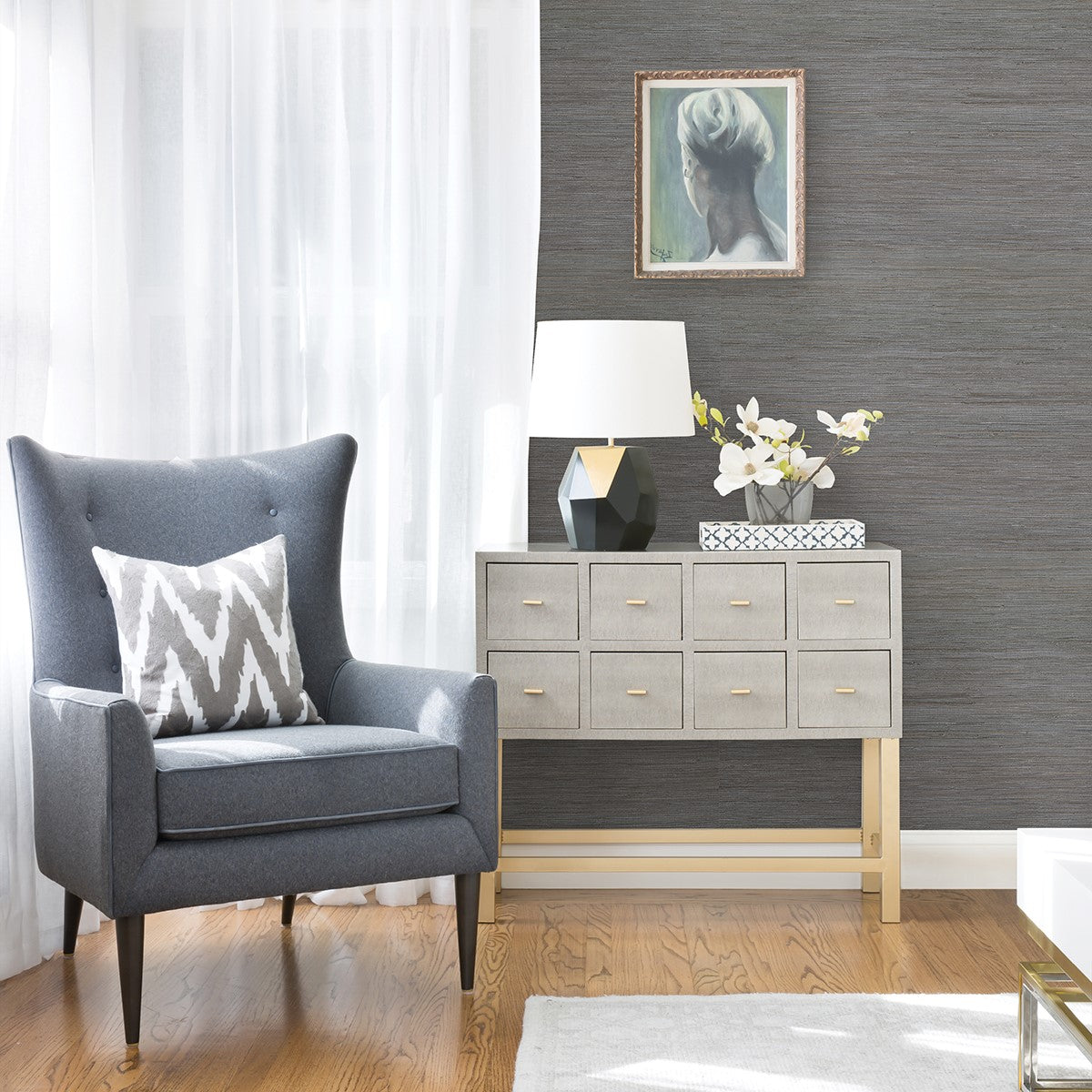 2972-80085 Shandong Slate Ramie Grasscloth Wallpaper