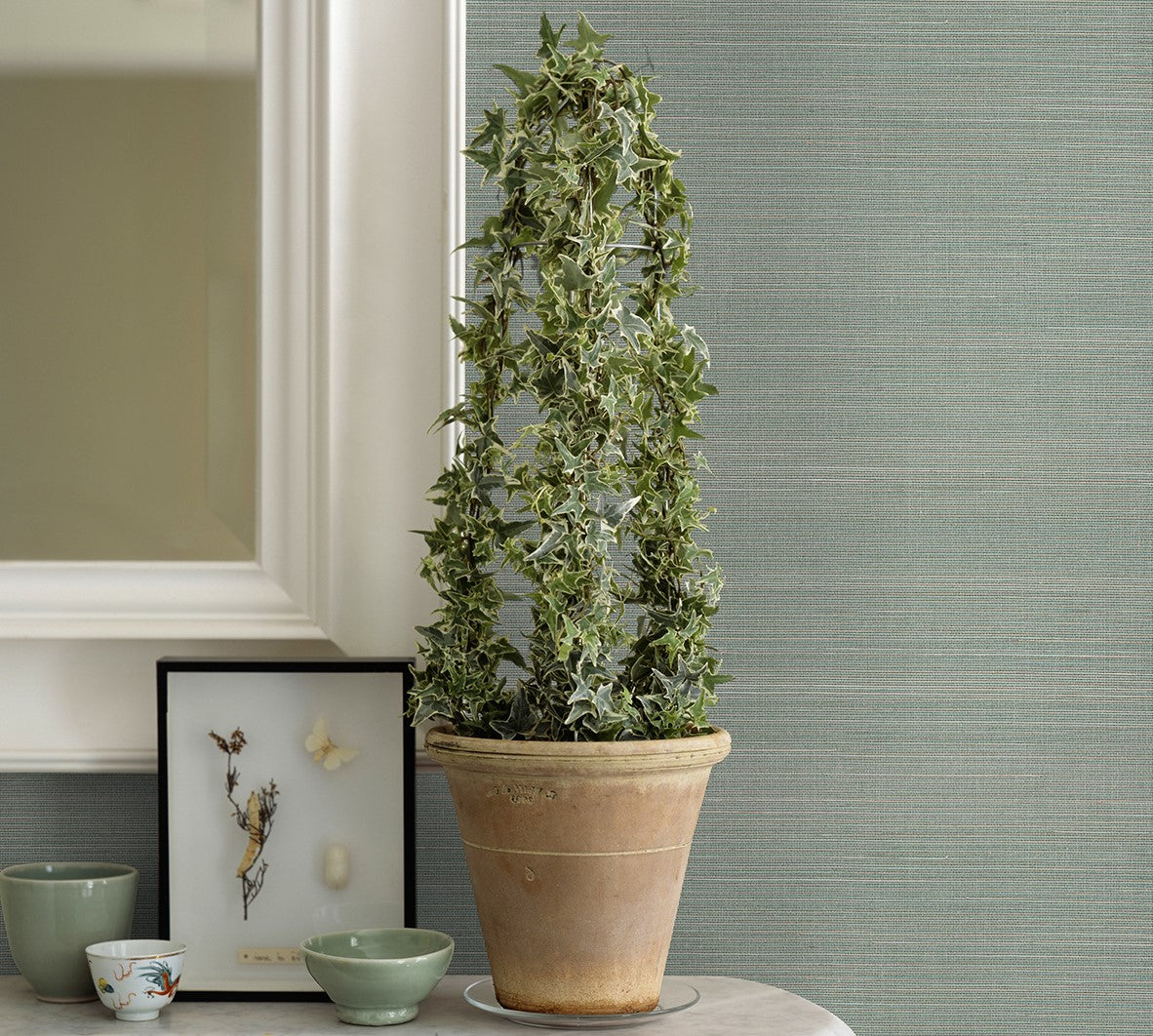2972-86106 Mai Aqua Abaca Grasscloth Wallpaper