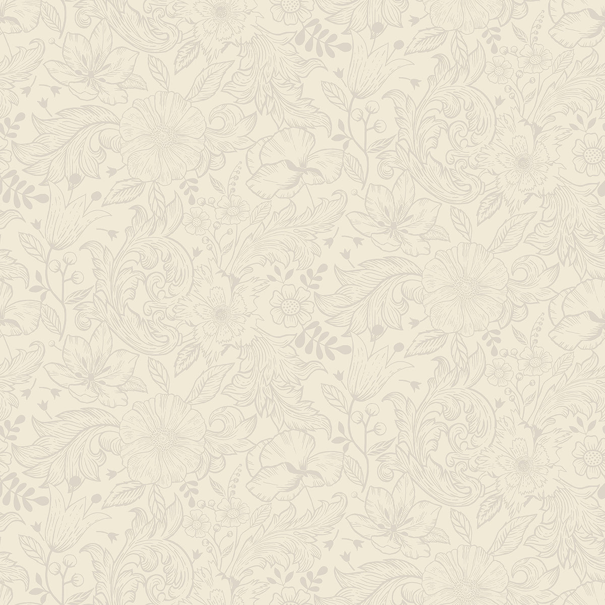 2999-13125 Wilma White Floral Block Print Wallpaper
