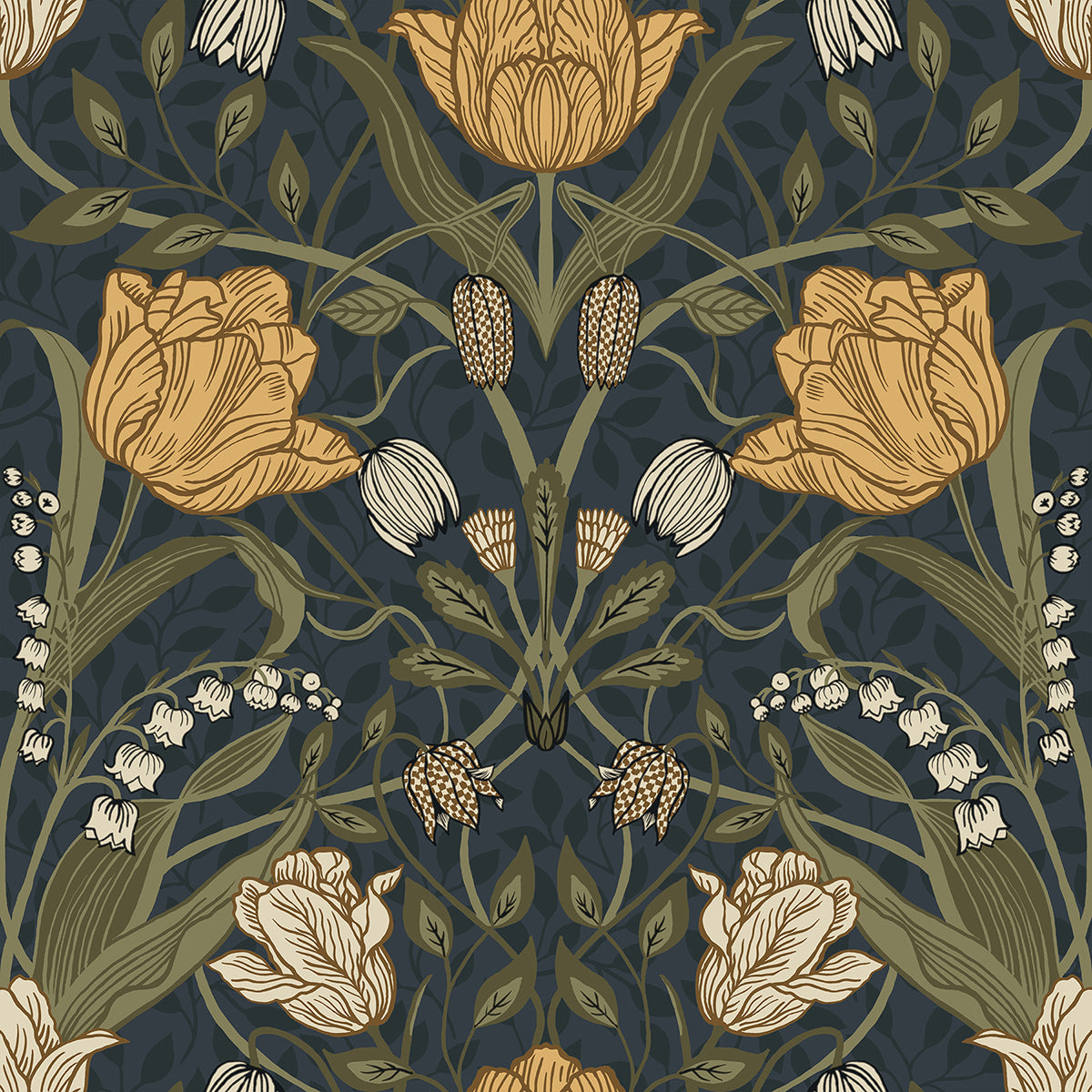 2999-44106 Filippa Navy Tulip Wallpaper