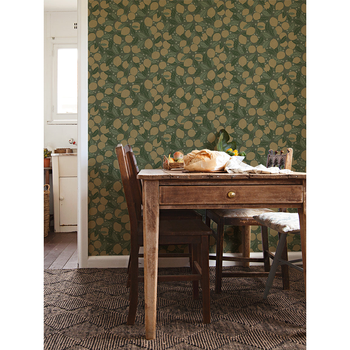 2999-44119 Lemona Green Fruit Tree Wallpaper