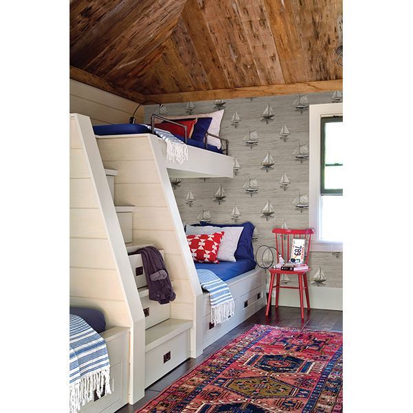 3113-12023 Set Sail Grey Wood Wallpaper