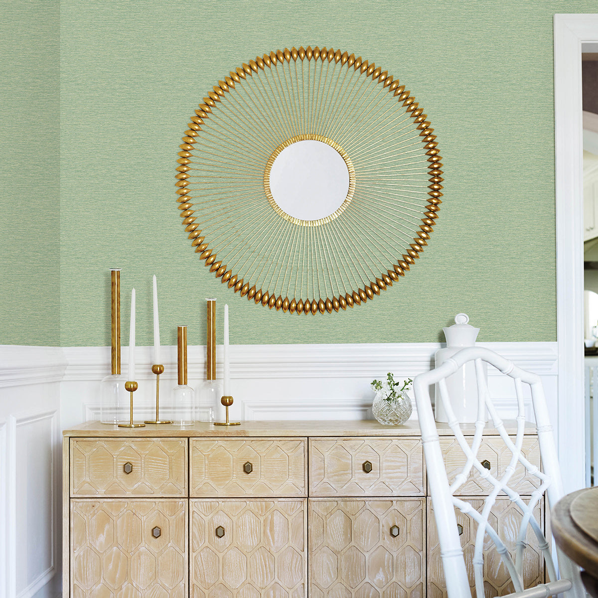 3122-10204 Gump Green Faux Grasscloth Wallpaper