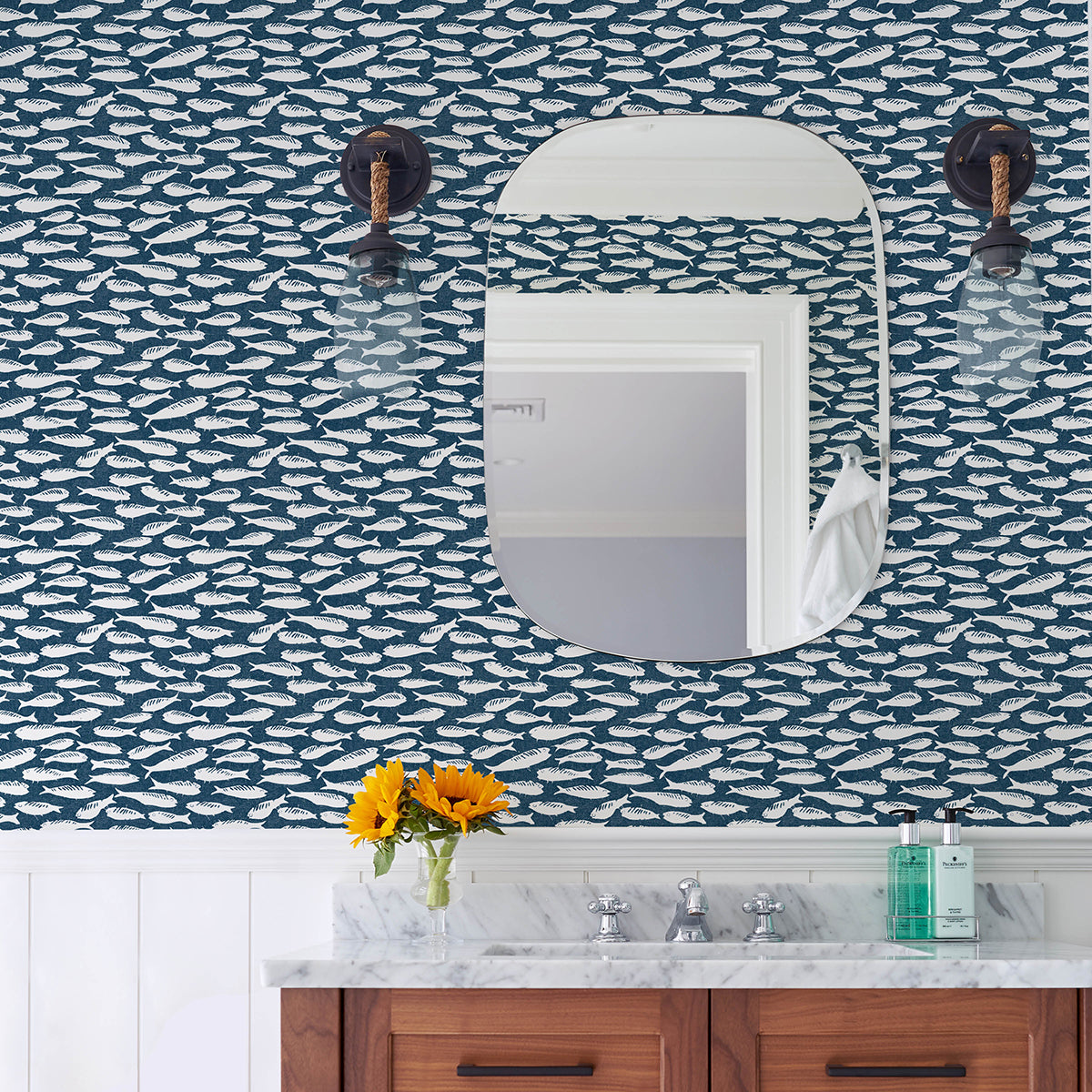 3122-10522 Nunkie Navy Sardine Wallpaper