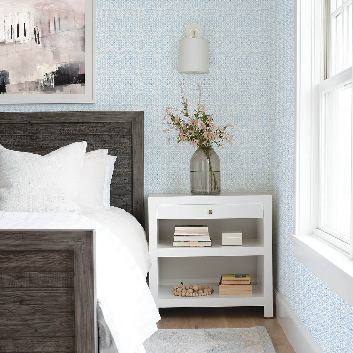 3122-10602 Jellia Blue Petal Geometric Wallpaper