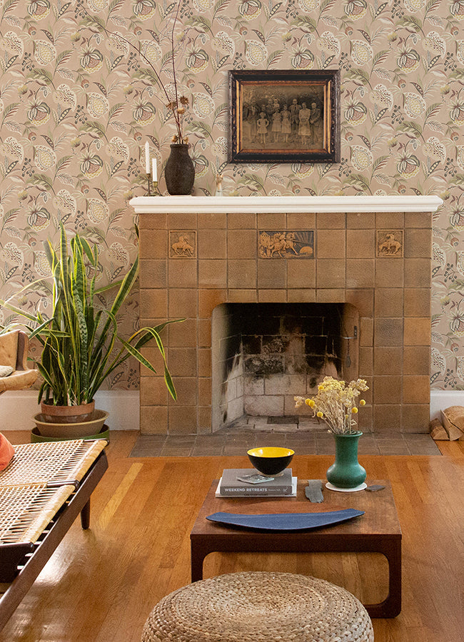 3125-72303 Bohemian Blush Jacobean Wallpaper