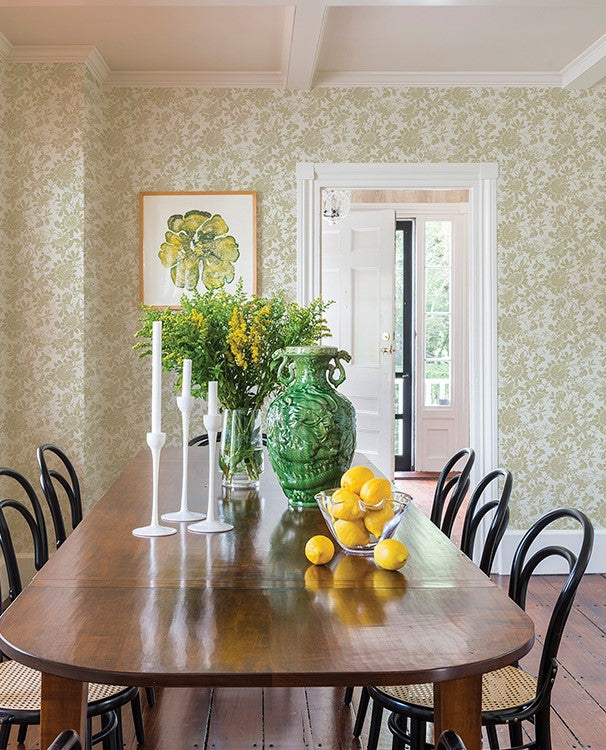 4074-26632 Helen Gold Floral Trail Wallpaper