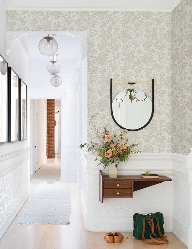 4074-26633 Helen Taupe Floral Trail Wallpaper