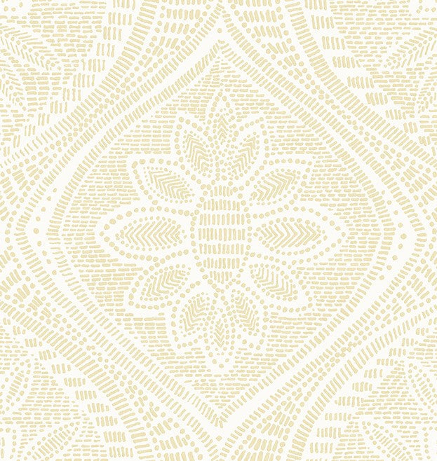 4074-26638 Scout Light Yellow Floral Ogee Wallpaper