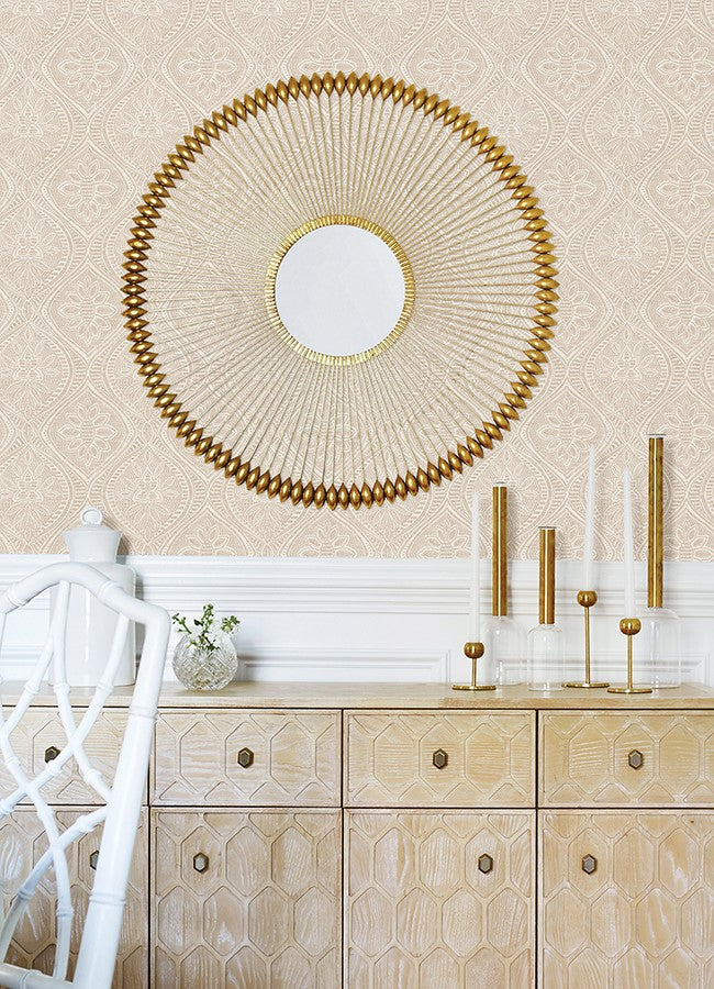 4074-26640 Scout Blush Floral Ogee Wallpaper