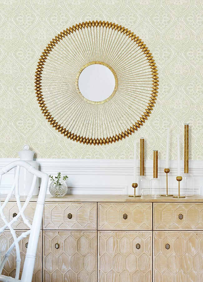 4074-26643 Scout Moss Floral Ogee Wallpaper