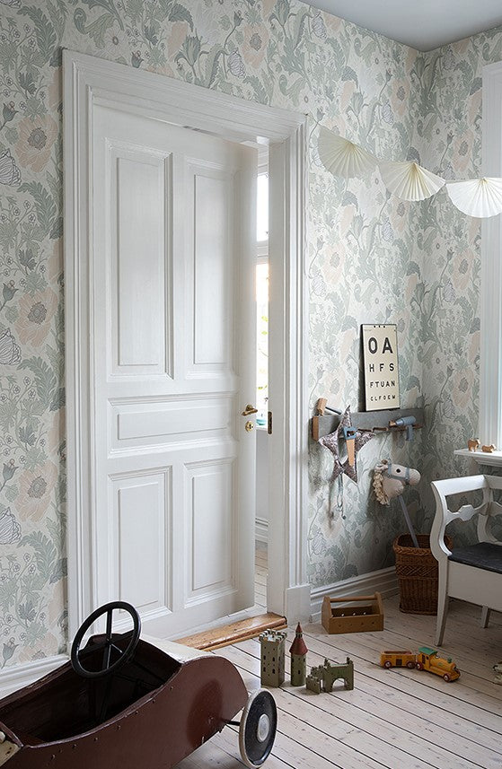 4080-33000 Anemone Light Grey Floral Botanical Wallpaper