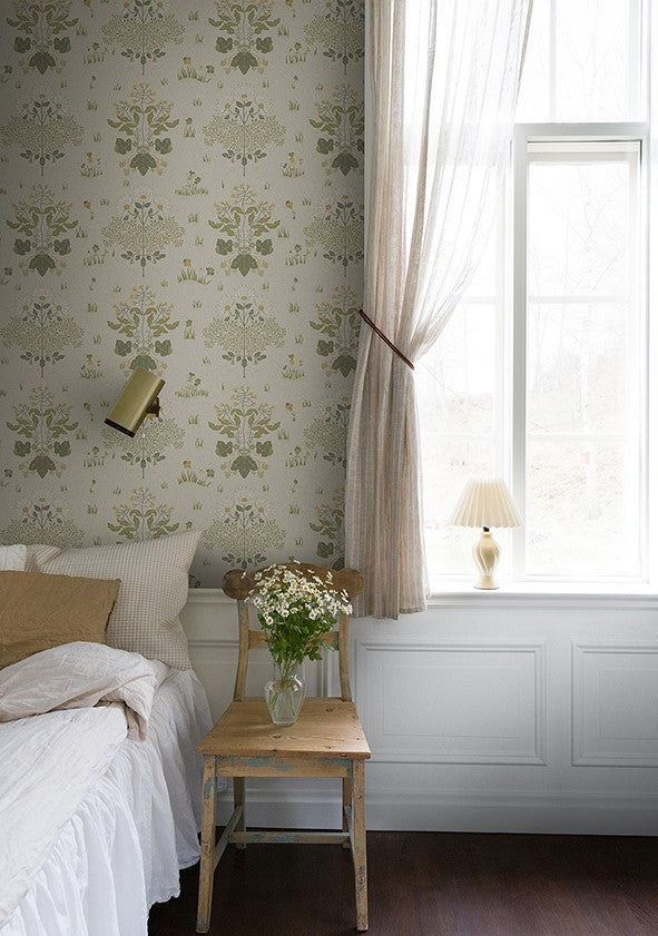 4080-83133 Elda Olive Delicate Daisies Wallpaper