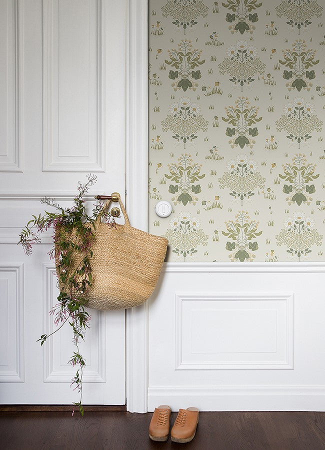 4080-83133 Elda Olive Delicate Daisies Wallpaper