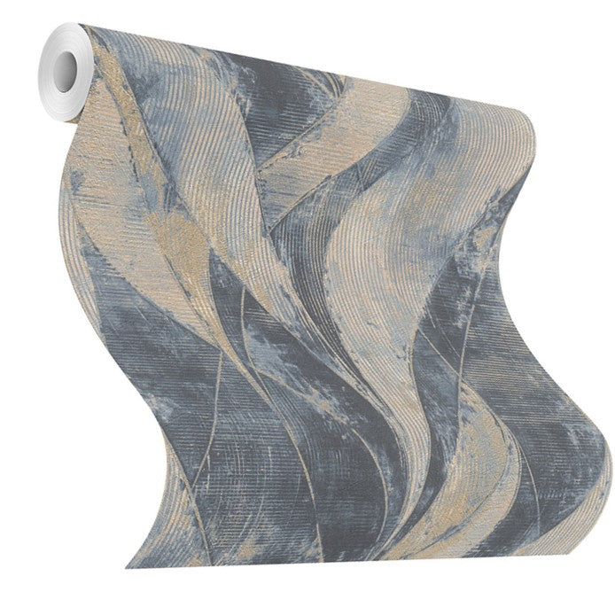 4096-520064 Blake Denim Leaf Wallpaper