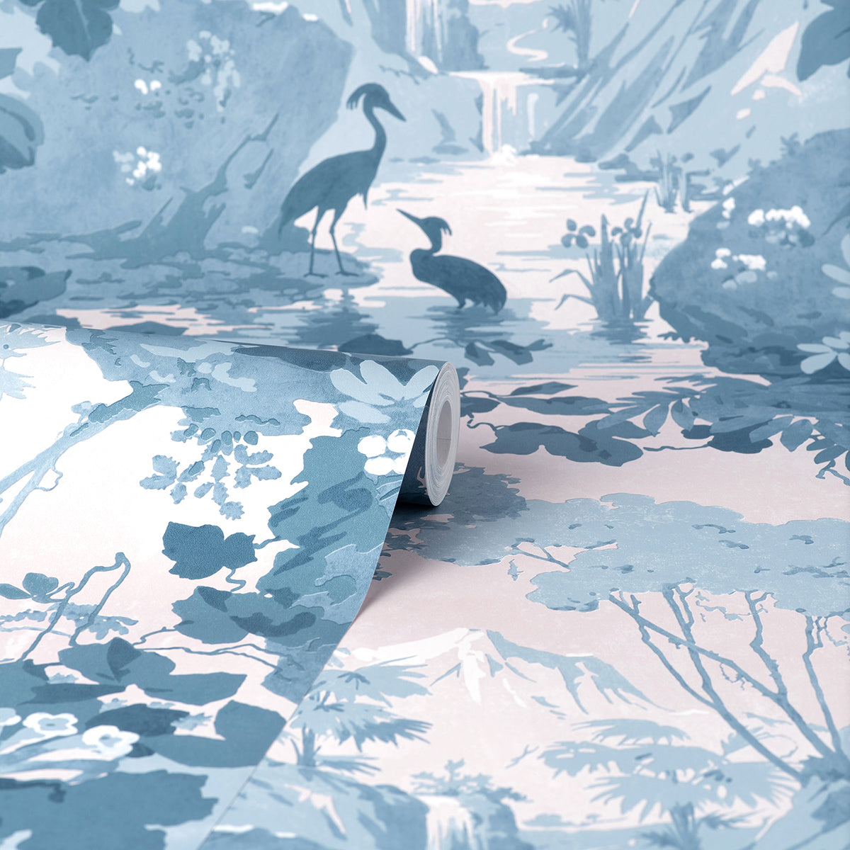 M1675 Eden Blue Crane Lagoon Wallpaper