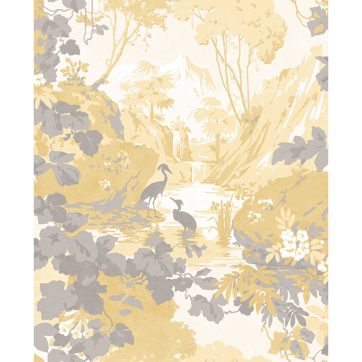 M1678 Eden Mustard Crane Lagoon Wallpaper