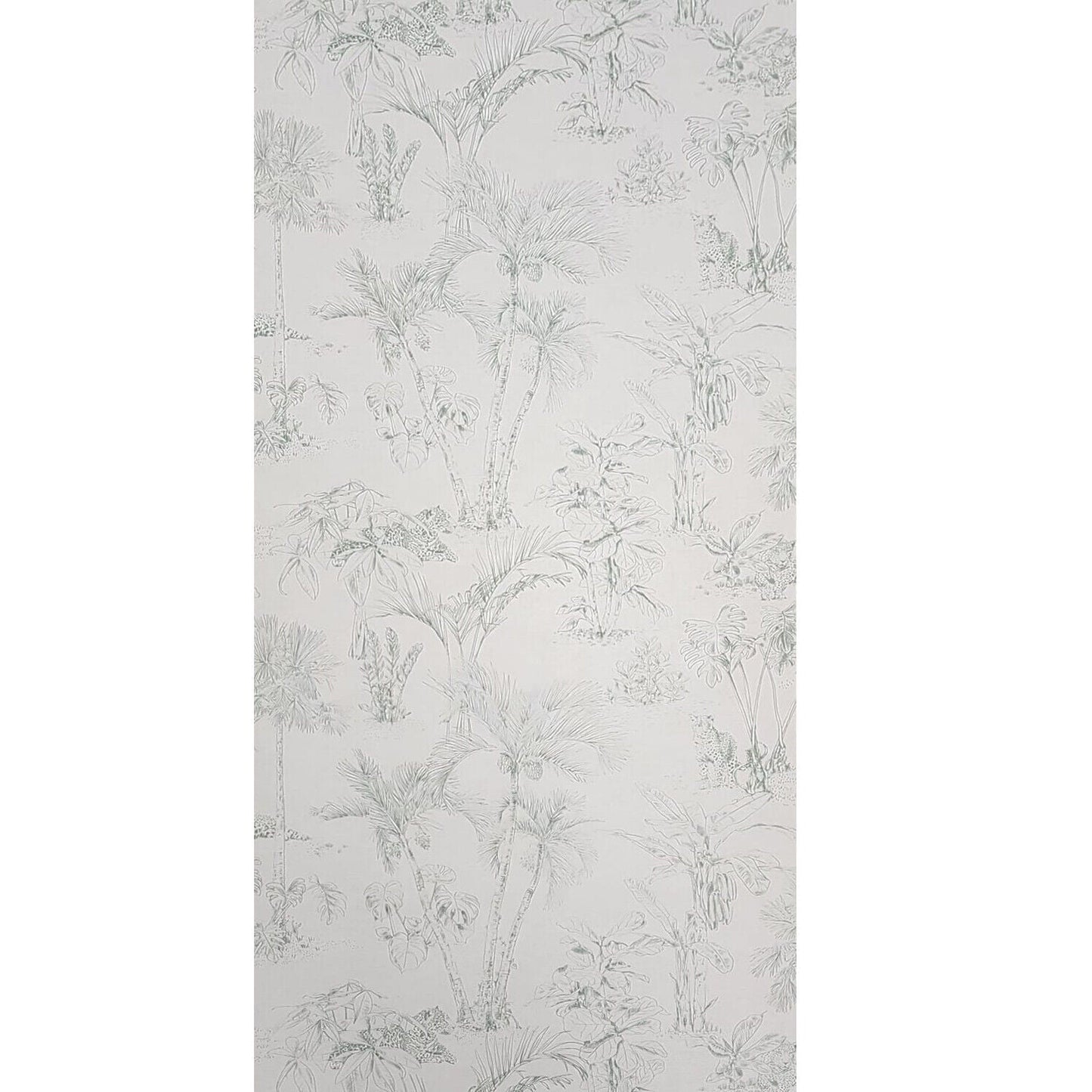 4044-38021-2 Matt off white green faux fabric Textured Zapata Tropical Jungle palms Wallpaper