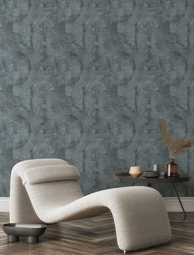4096-554786 Steel Blue Concrete Swirl Wallpaper