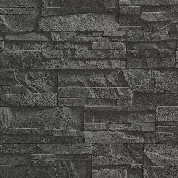 2774-475036 Collegiate Charcoal Stacked Slate Wallpaper