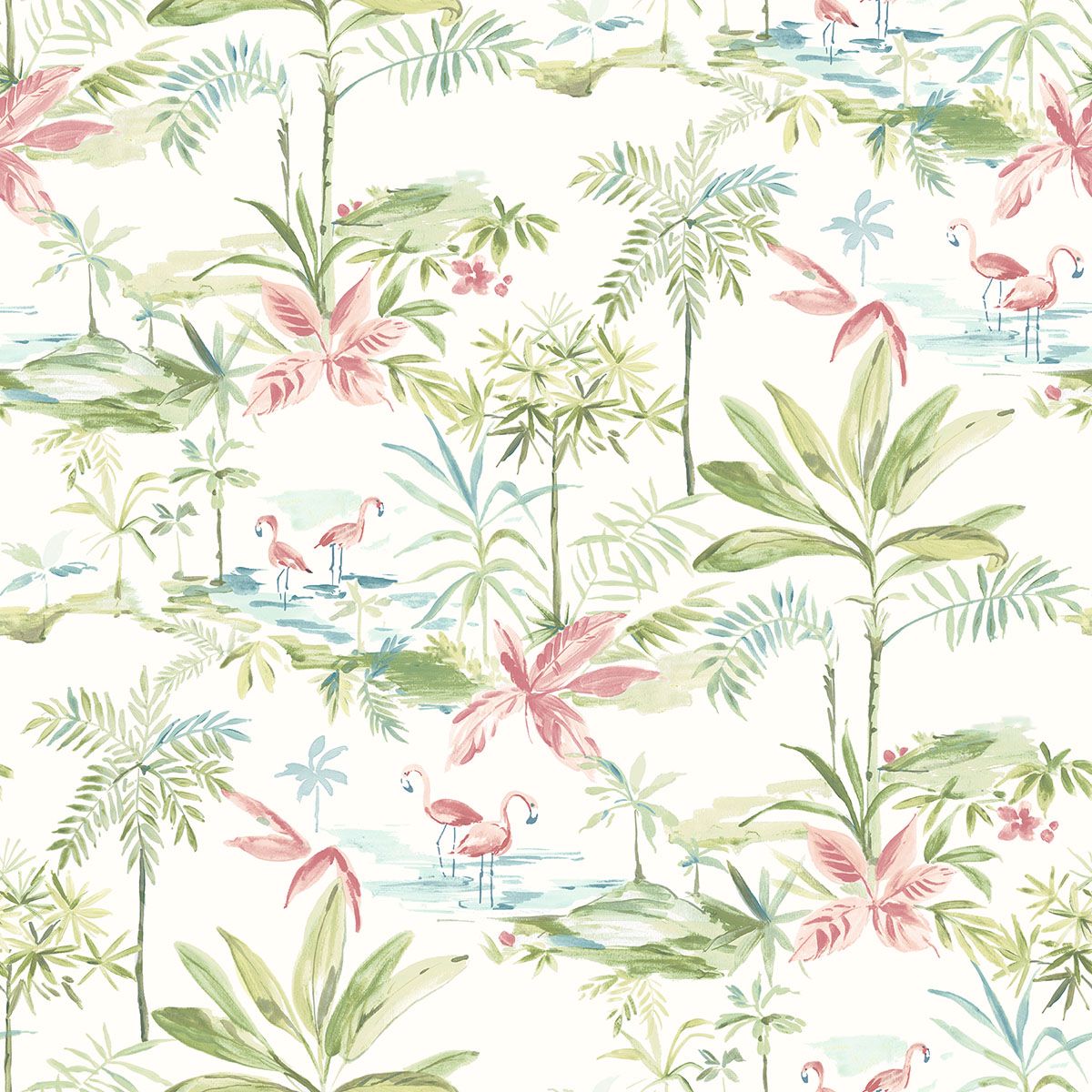 3120-12071 Lagoon Green Scenic Island Wallpaper