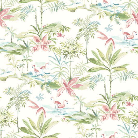 3120-12071 Lagoon Green Scenic Island Wallpaper