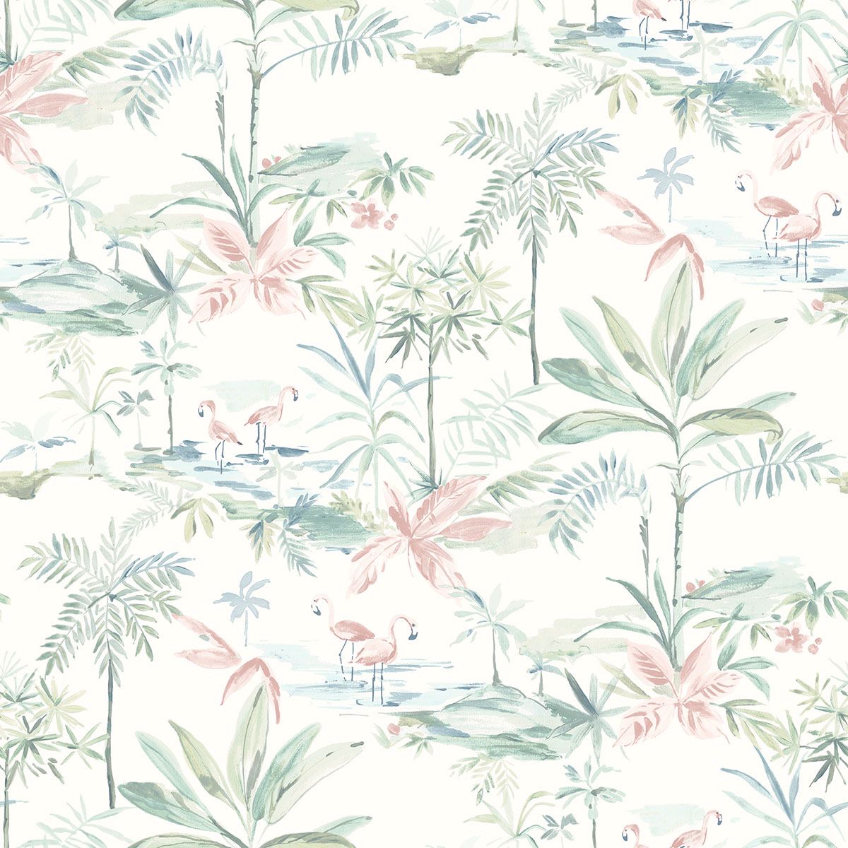 3120-12075 Lagoon Teal Scenic Island Wallpaper