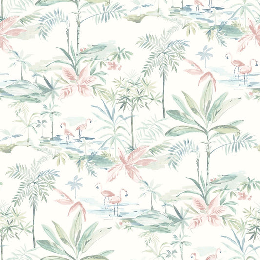 3120-12075 Lagoon Teal Scenic Island Wallpaper