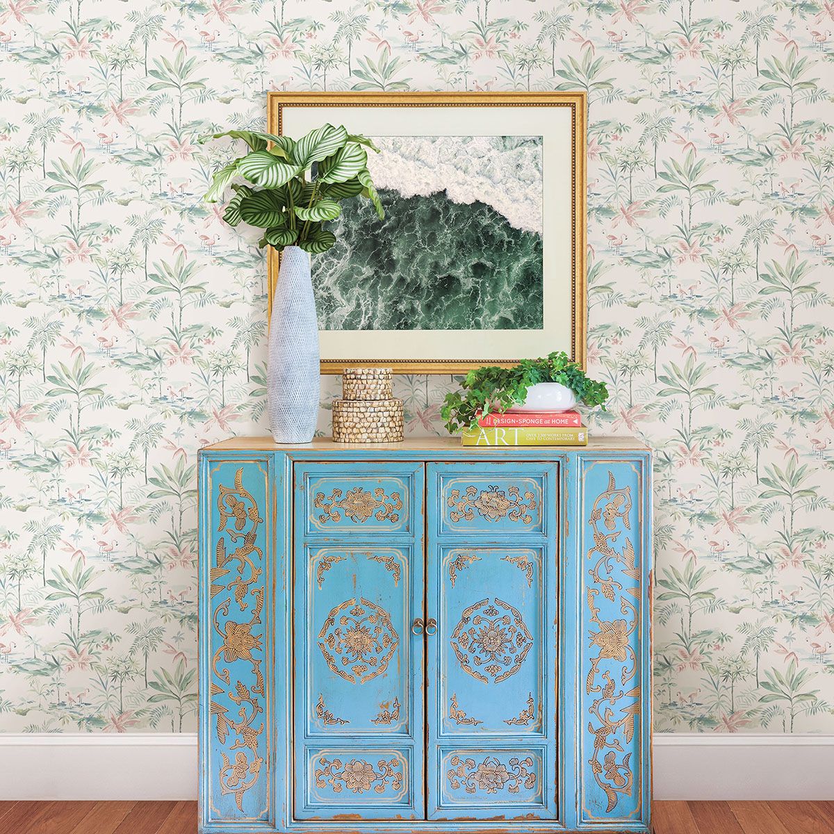 3120-12075 Lagoon Teal Scenic Island Wallpaper