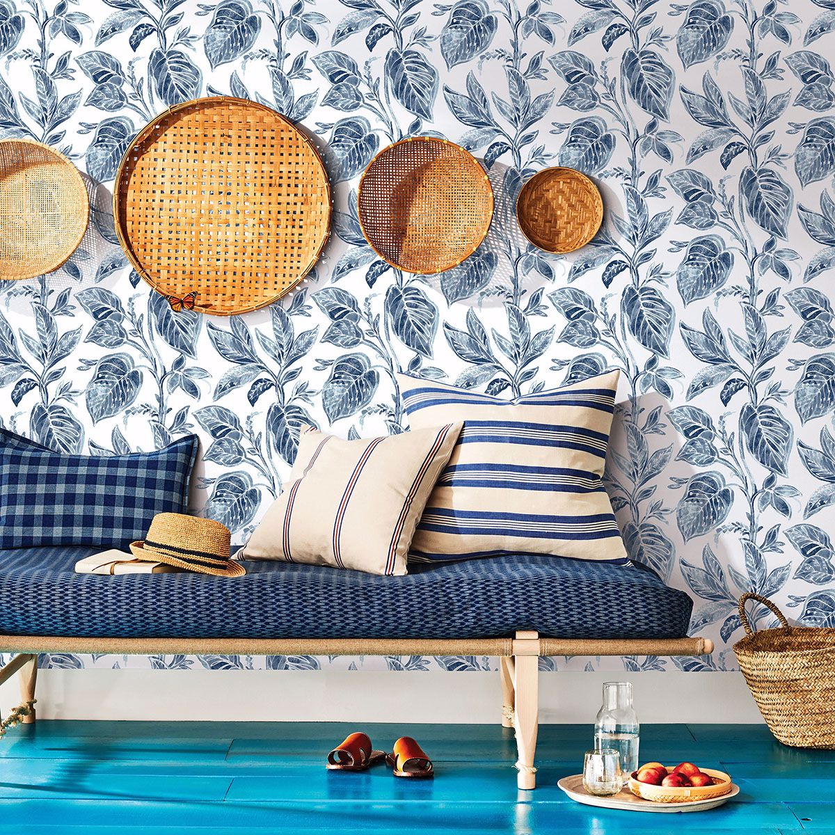 3120-13625 Mangrove Blue Botanical Wallpaper
